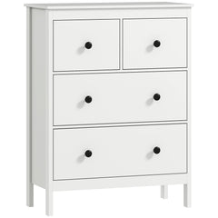 HOMCOM Modern Chest of Drawers, 4 Drawer Dresser Clothes Storage Organiser for Living Room, Hallway, Entryway, White