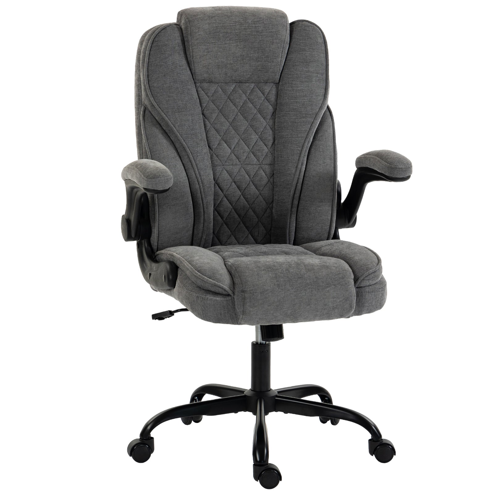 HOMCOM Office Chair, Ergonomic Desk Chair with Flip-up Armrest, Pocket Springs, Swivel Wheels, Adjustable Height, Grey
