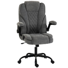 HOMCOM Office Chair, Ergonomic Desk Chair with Flip-up Armrest, Pocket Springs, Swivel Wheels, Adjustable Height, Grey
