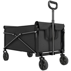 Outsunny 81L Festival Trolley on Wheels, Compact Garden Folding Trolley Cart with Adjustable Handle 80L Black