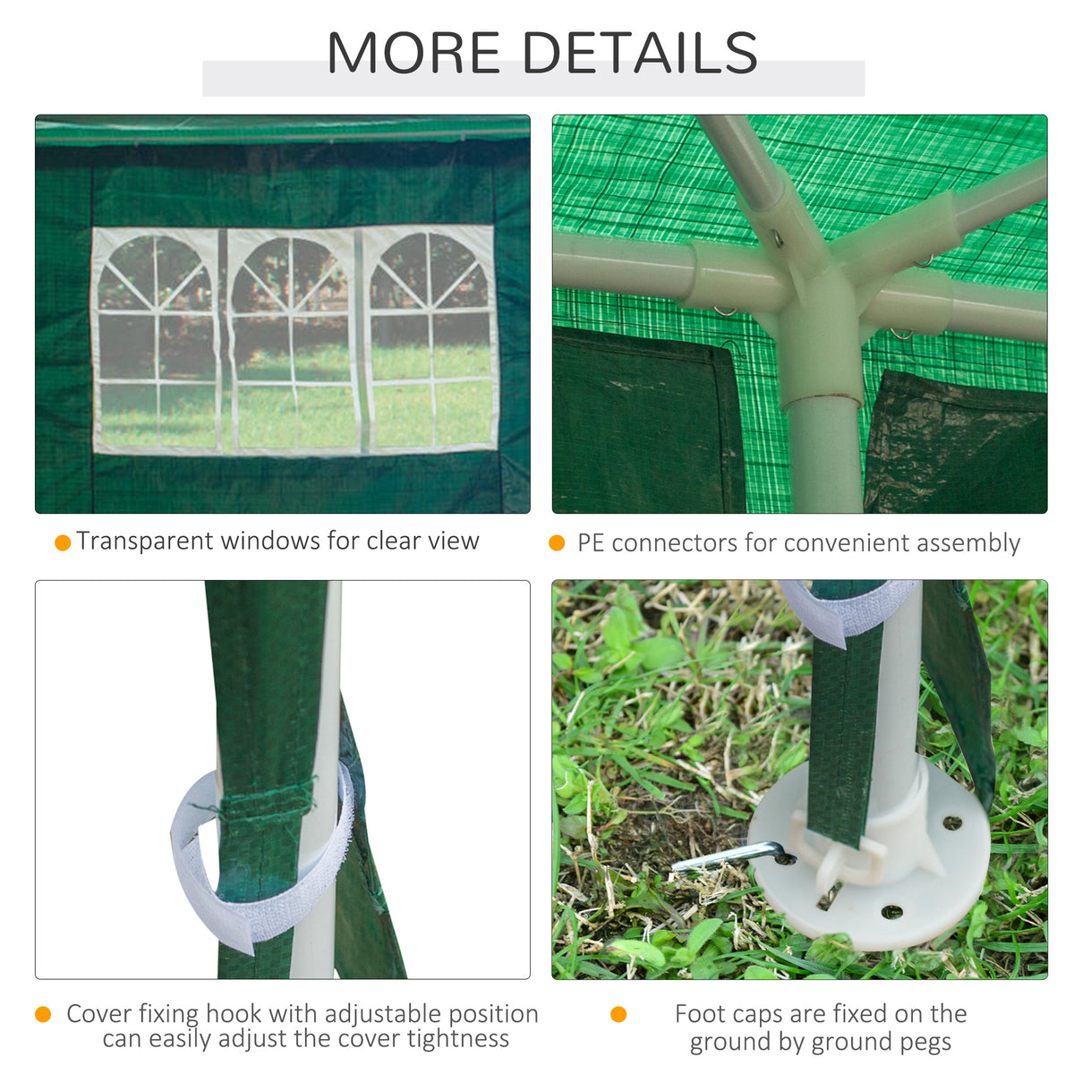 Outsunny 9 x 3 m Party Tent Gazebo Marquee Outdoor Patio Canopy Shelter with Windows and Side Panels Green