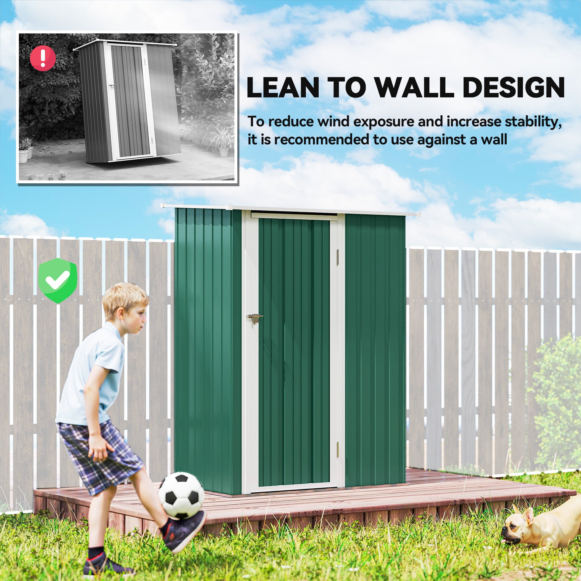 Outsunny 5ft x 3ft Metal Garden Storage Shed, Outdoor Tool Shed with Sloped Roof, Lockable Door for Tools, Equipment, Green