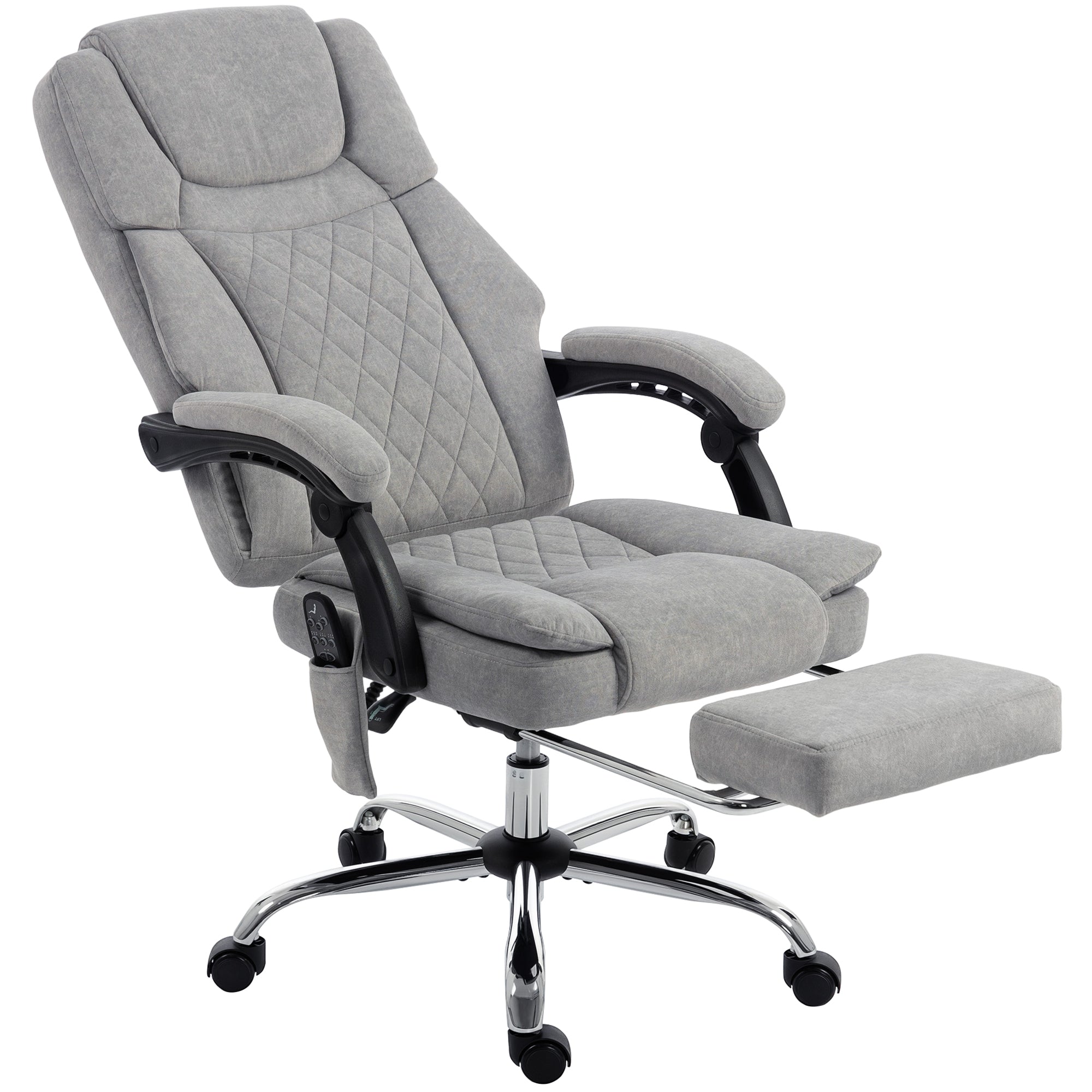 HOMCOM Office Chair with 6-Point Vibration Massage and Heat, Executive Computer Desk Chair with High Back, Reclining, Grey