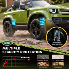 AIYAPLAY Land Rover Licensed 12V Kids Ride on Car with Remote, Suspension, Slow Start, 3 Speeds, Lights, Music, Horn, Green