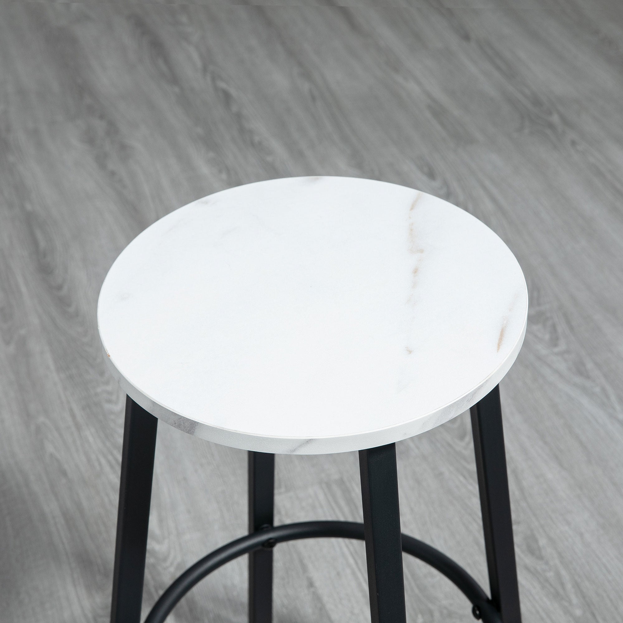 HOMCOM Three-Piece Marble-Effect Bar Table Set - White/Black