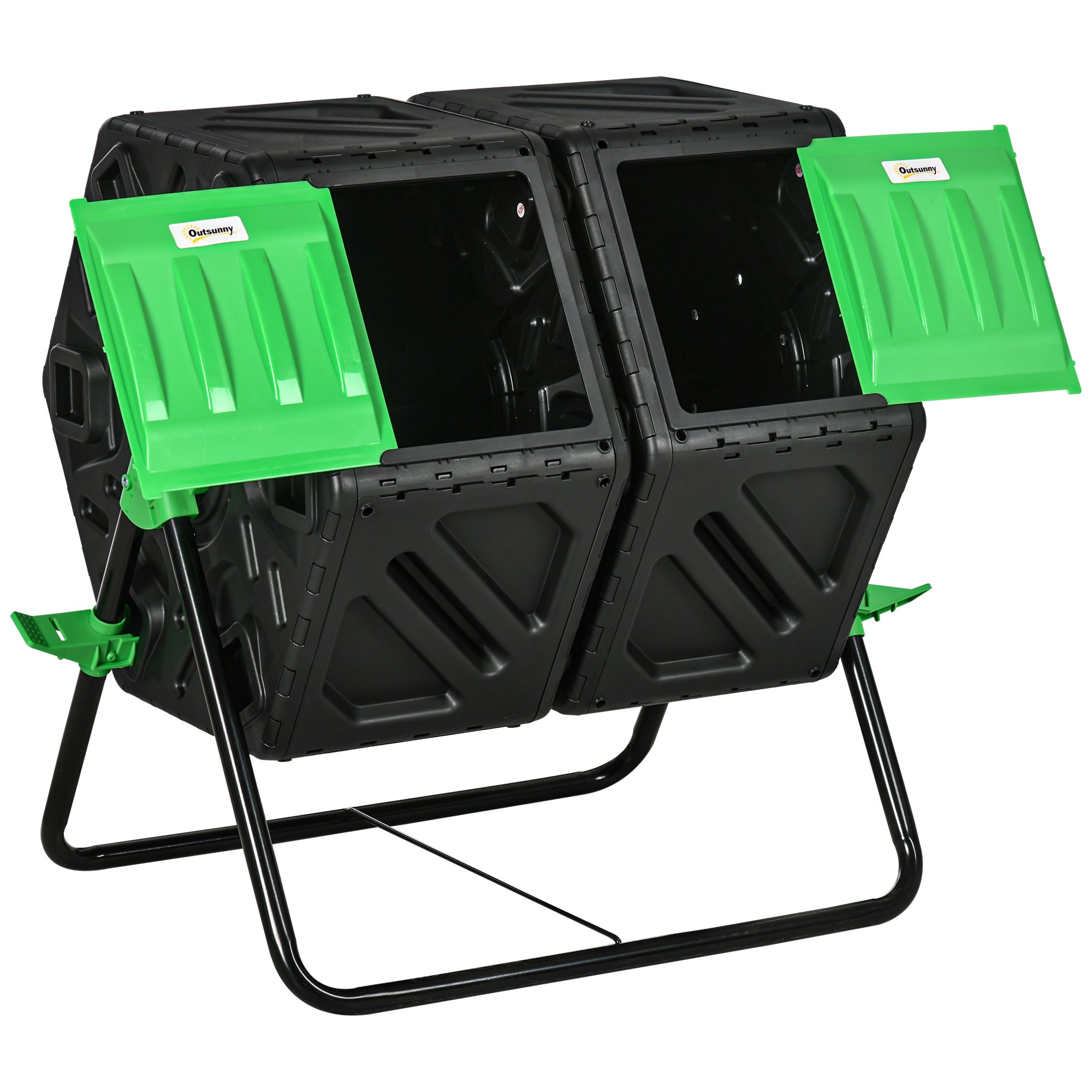 Outsunny 130L Double Chamber Composter - Black