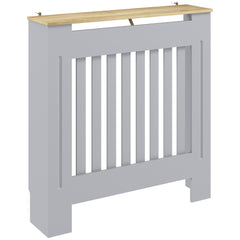HOMCOM Heater Cover, Radiator Cover Slatted Painted MDF Lined Grill Grey, 78L x 19W x 81H cm