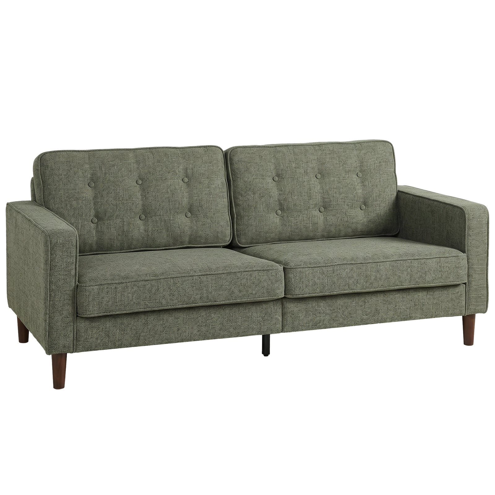 HOMCOM 3 Seater Sofa Button Tufted Upholstered Couch with Wood Legs for Living Room, Green