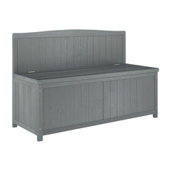 Outsunny Wood Storage Bench for Patio Furniture, Outdoor Garden Seating Tools, Grey