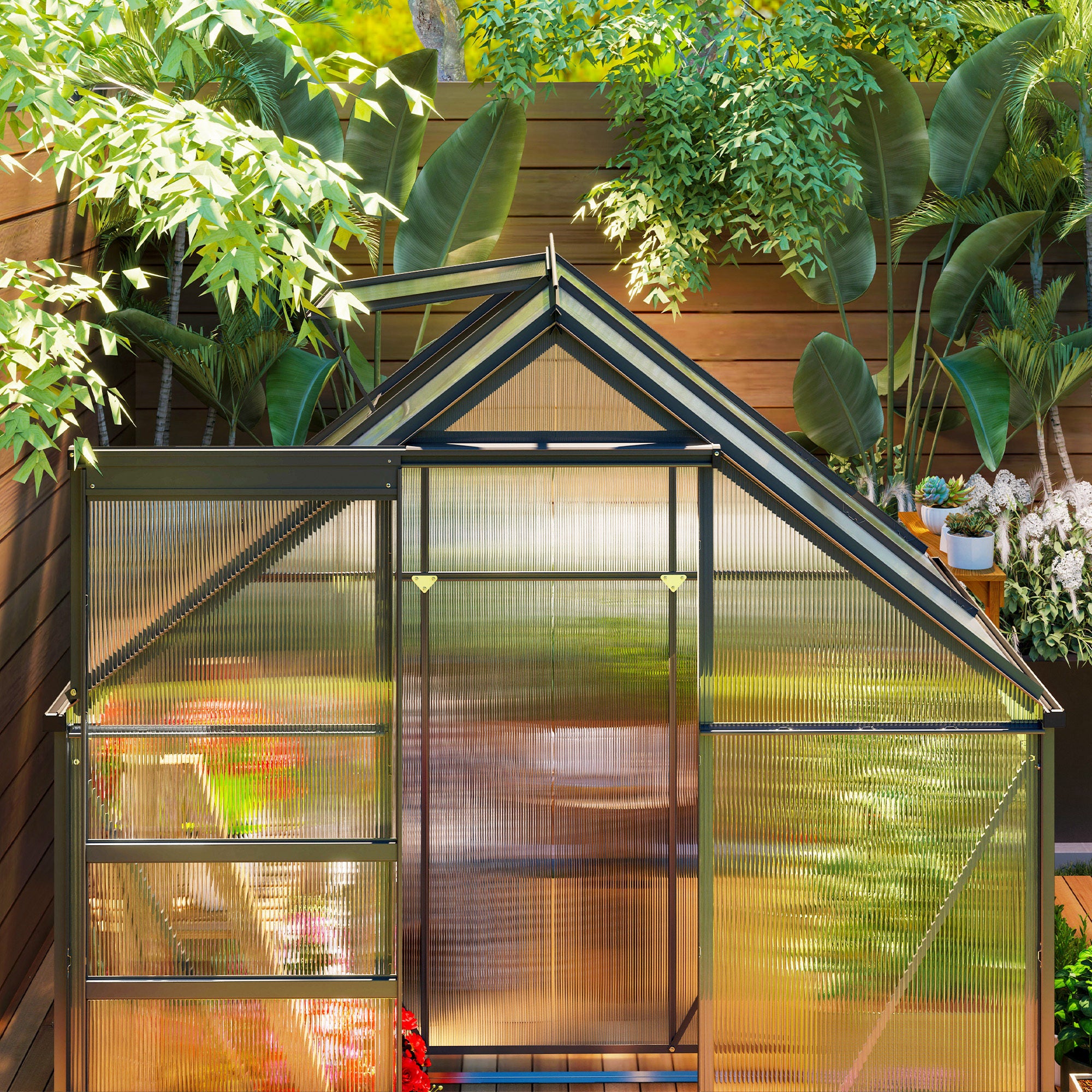 Outsunny 192.5 x 131cm Walk-In Polycarbonate Greenhouse