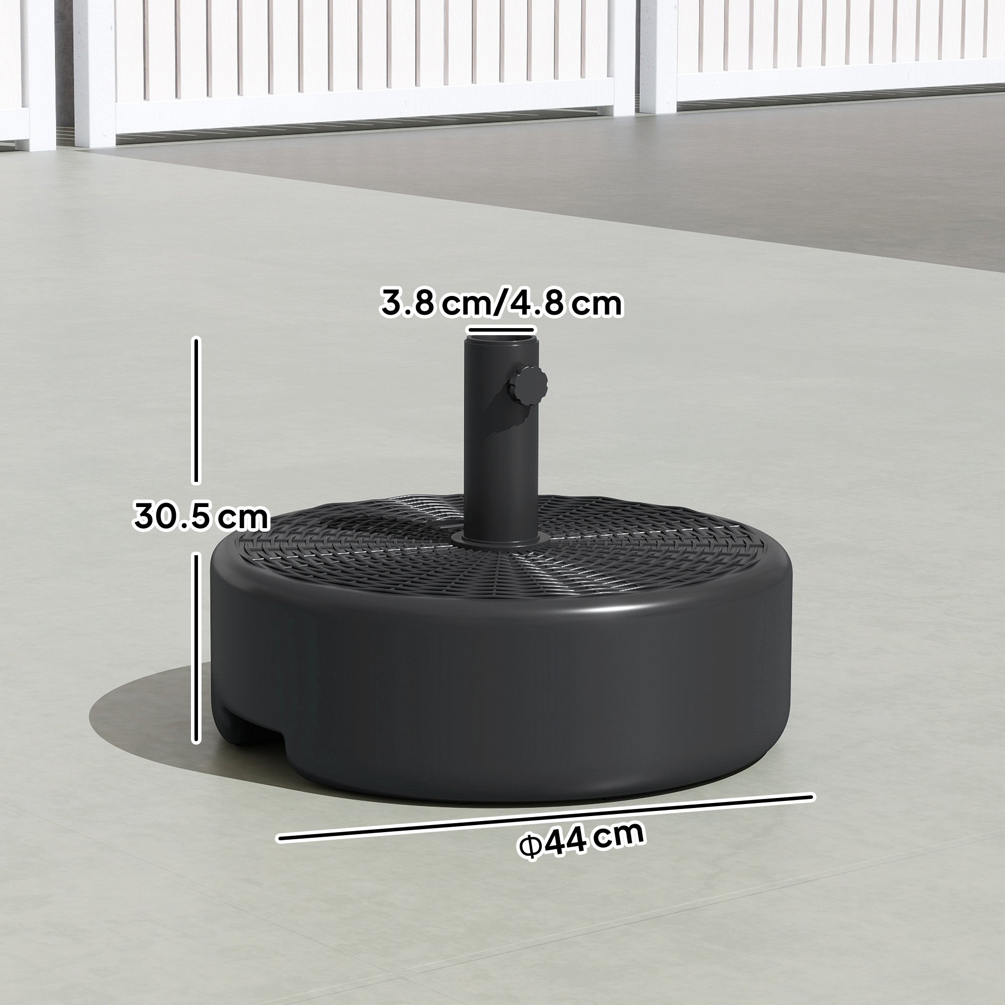 Outsunny Patio Umbrella Base 22kg Sand Filled Garden Parasol Stand forfor 38mm/48mm Poles, Black