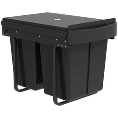 HOMCOM Pull Out Bin, Kitchen Under Sink Bin with 2 Removable Compartments, Smooth Glide, Black