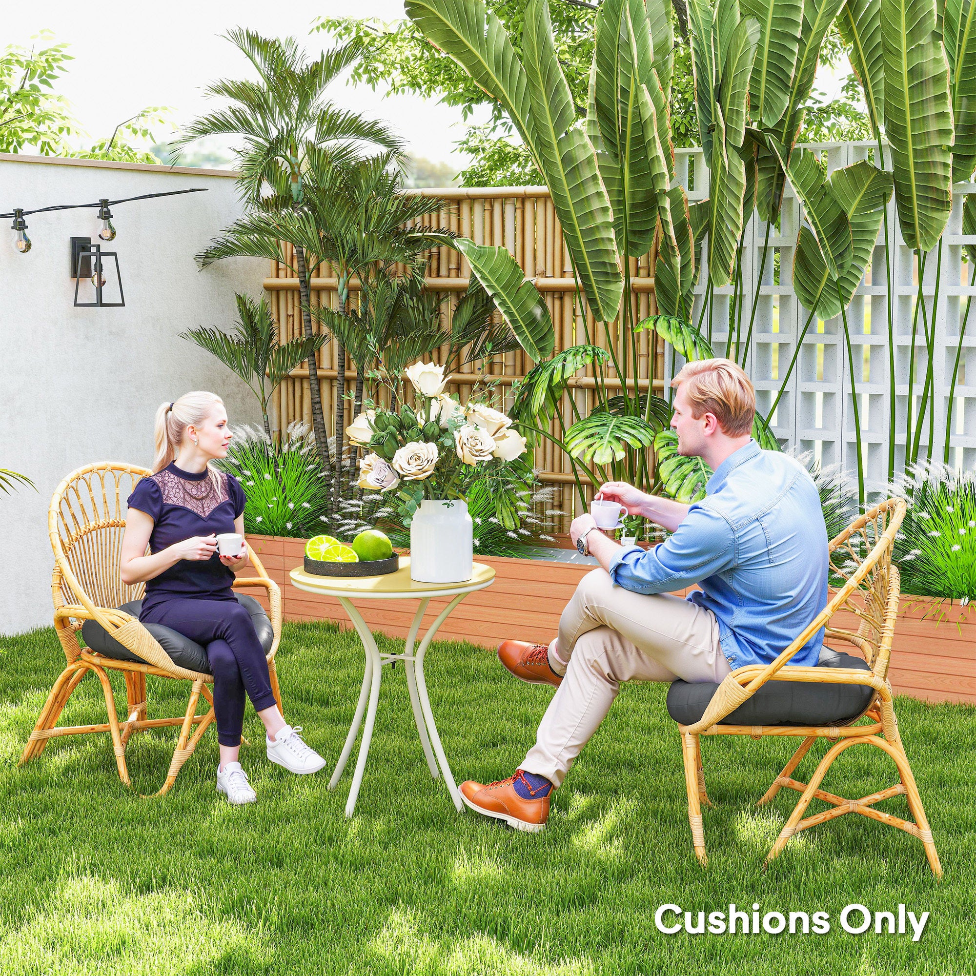 Outsunny Set of Two 60cm Outdoor Cushions - Dark Grey