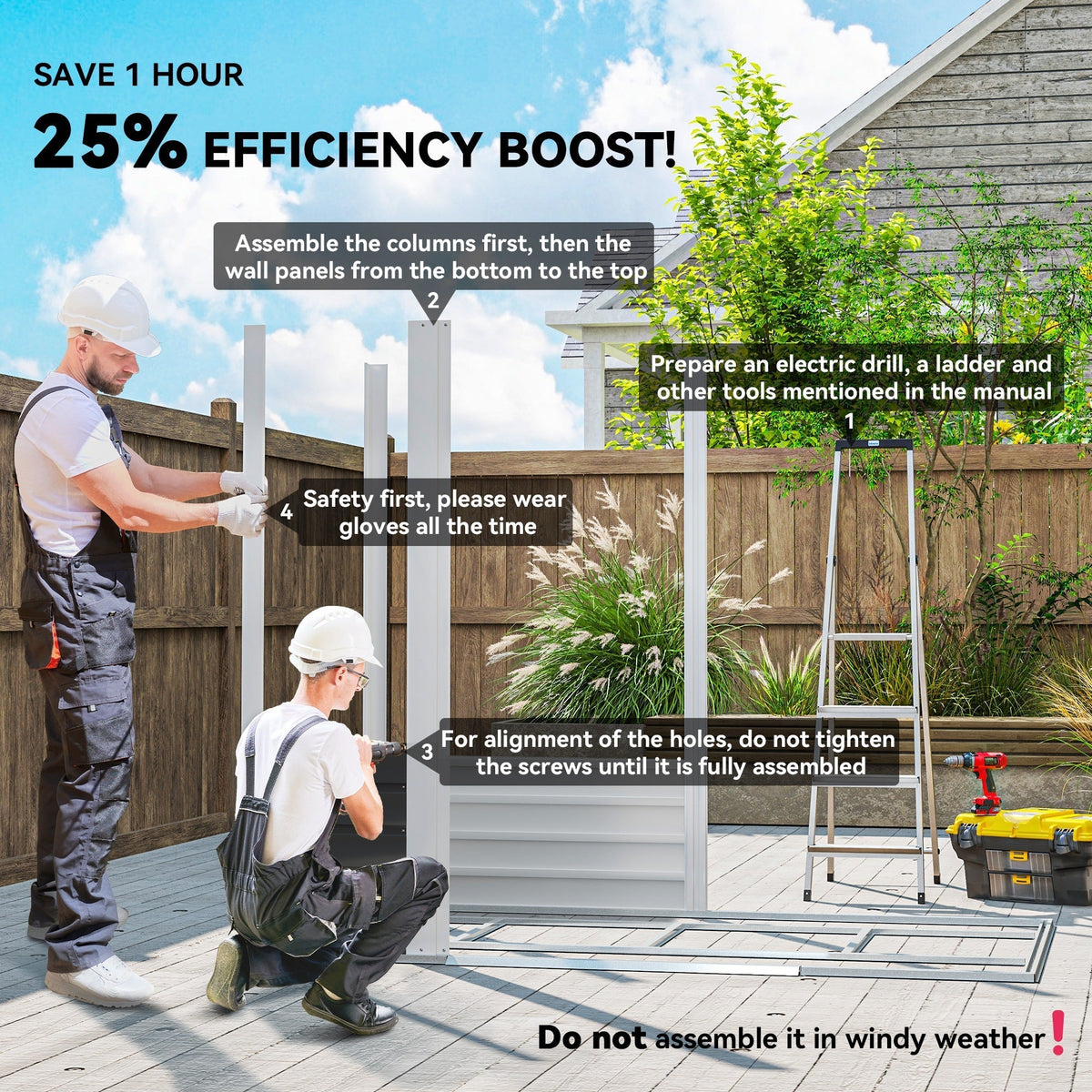 Outsunny 7 x 4ft Garden Shed, Easy to Assemble, Upgraded Galvanised Steel Frame with Foundation Kit, Double Doors with Lock, Outdoor Metal Shed with Vents and Gloves, Garden Storage Shed, Light Grey