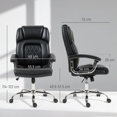 HOMCOM Big and Tall Office Chair 180kg with Spring Cushion, PU Leather - Black