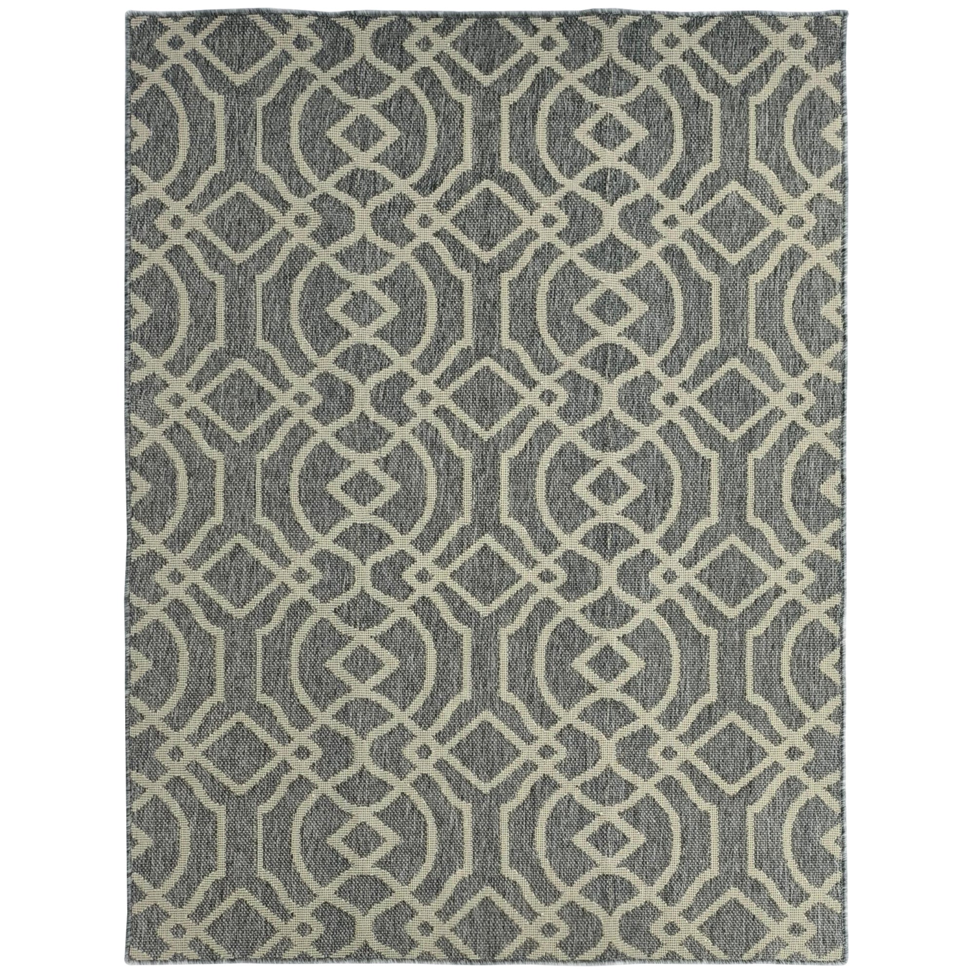 HOMCOM UV Resistant Indoor & Outdoor Area Rug, Easy-Cleaning Machine Washable Rug with Geometric Pattern for Patio, Garden, Kitchen, Bathroom or Living Room, 230 x 160 cm, Grey