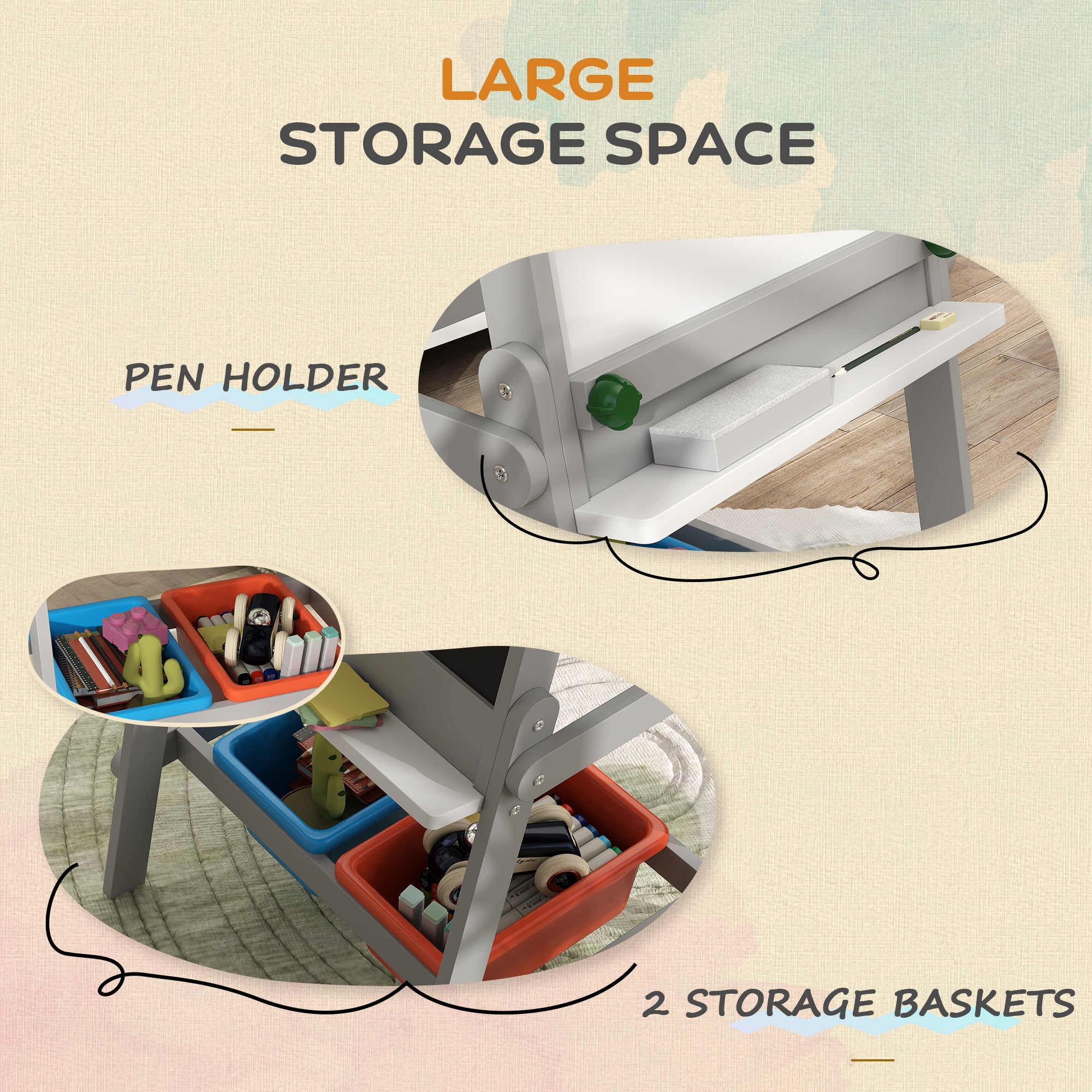 AIYAPLAY Art Easel for Kids with Paper Roll, Double-Sided Painting Easel with Chalkboard, Whiteboard
