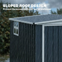Outsunny 4 x 6ft Lean to Garden Metal Shed, Outdoor Storage Shed with Window, 2 Vents and Lockable Door for Patio, Dark Grey