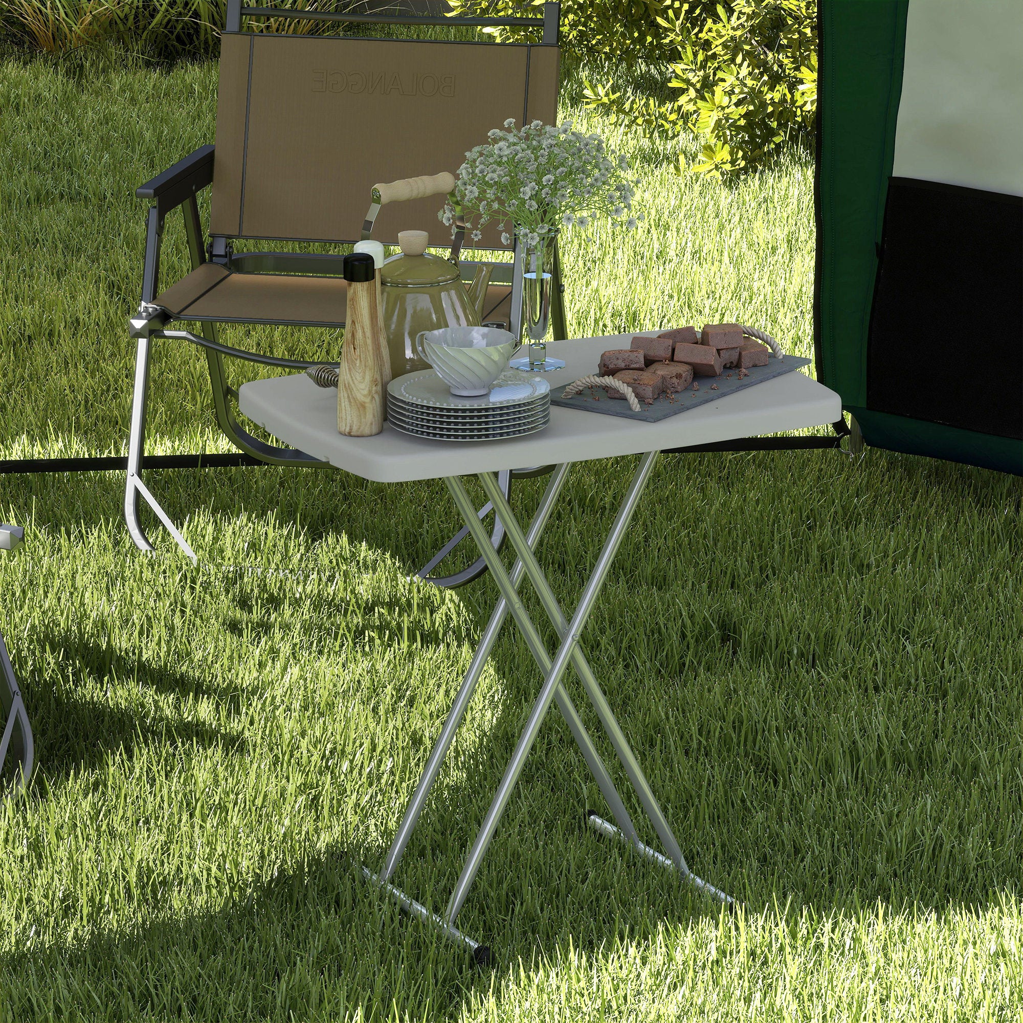 Outsunny Minimal Folding Outdoor Table - White