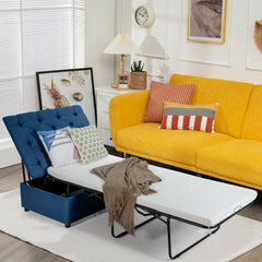 2-in-1 Convertible Sofa Bed with Mattress for Home and Office-Blue