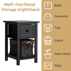 Elegant 2-Layer Wood Bedside End Table Nightstand