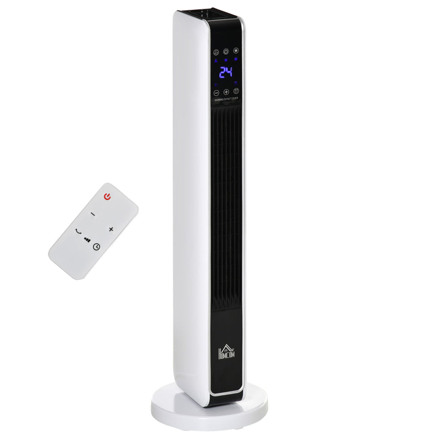 HOMCOM 1100W/2200W Space Heater with 65° Oscillation, Electric Heater with 2 Heat and Fan, 8-Hour Timer, Overheat & Tip Over Protection for Bedroom, 29 inch