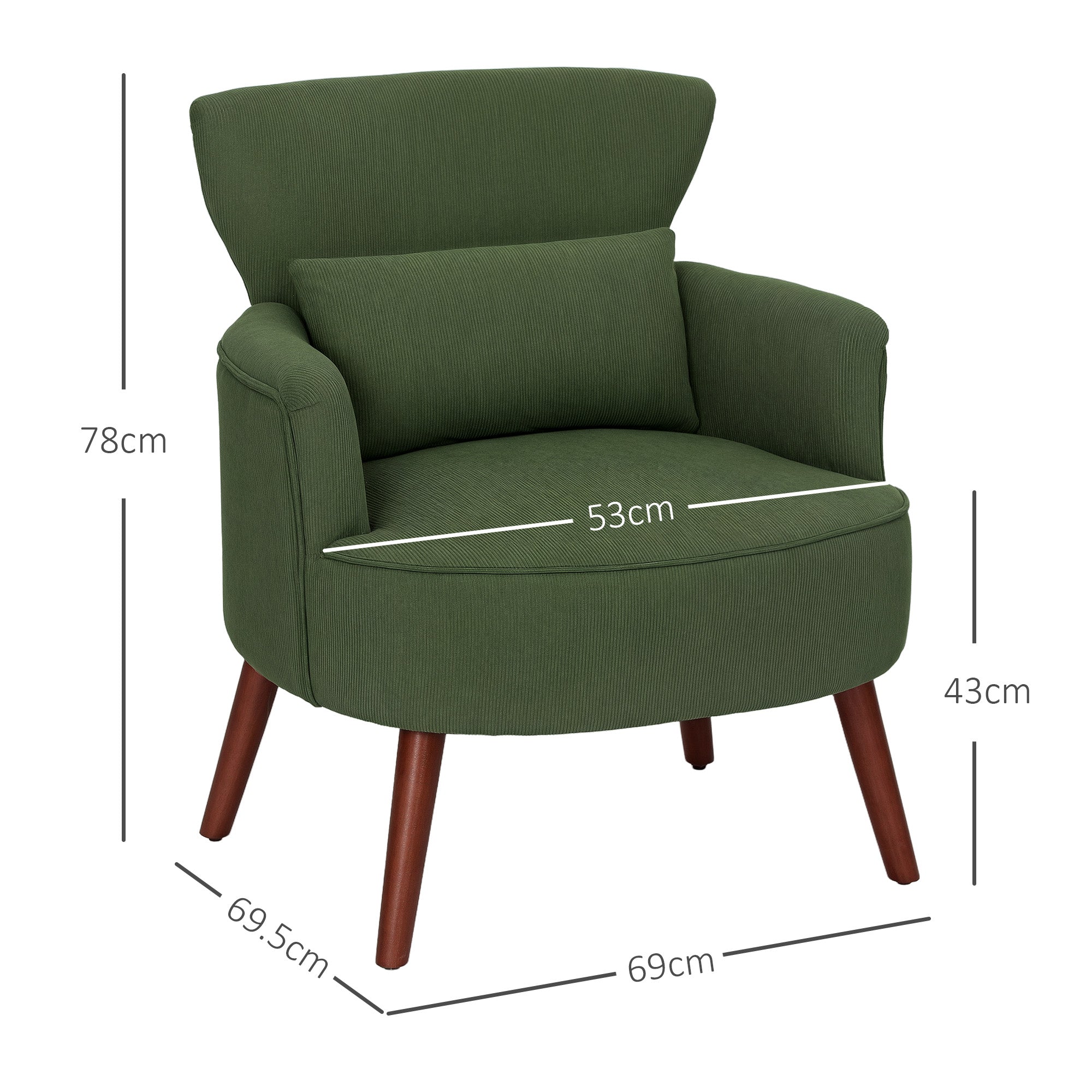 HOMCOM Corduroy Retro Accent Chair - Green
