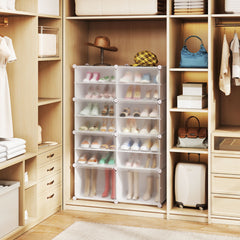 48 Pairs Expandable Modular Shoe Storage Cabinet with Door-White