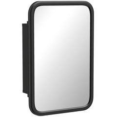 HOMCOM Bathroom Wall Cabinet with Tempered Mirror Metal Bathroom Mirror Cabinet with 3 Shelves Black