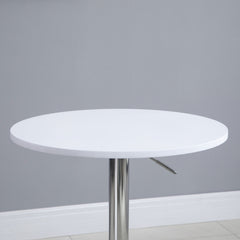 HOMCOM Bar Table Φ60cm Adjustable Height Round Bistro Table w/ Swivel Top Metal Frame Counter Surface Stylish Kitchen Conservatory White