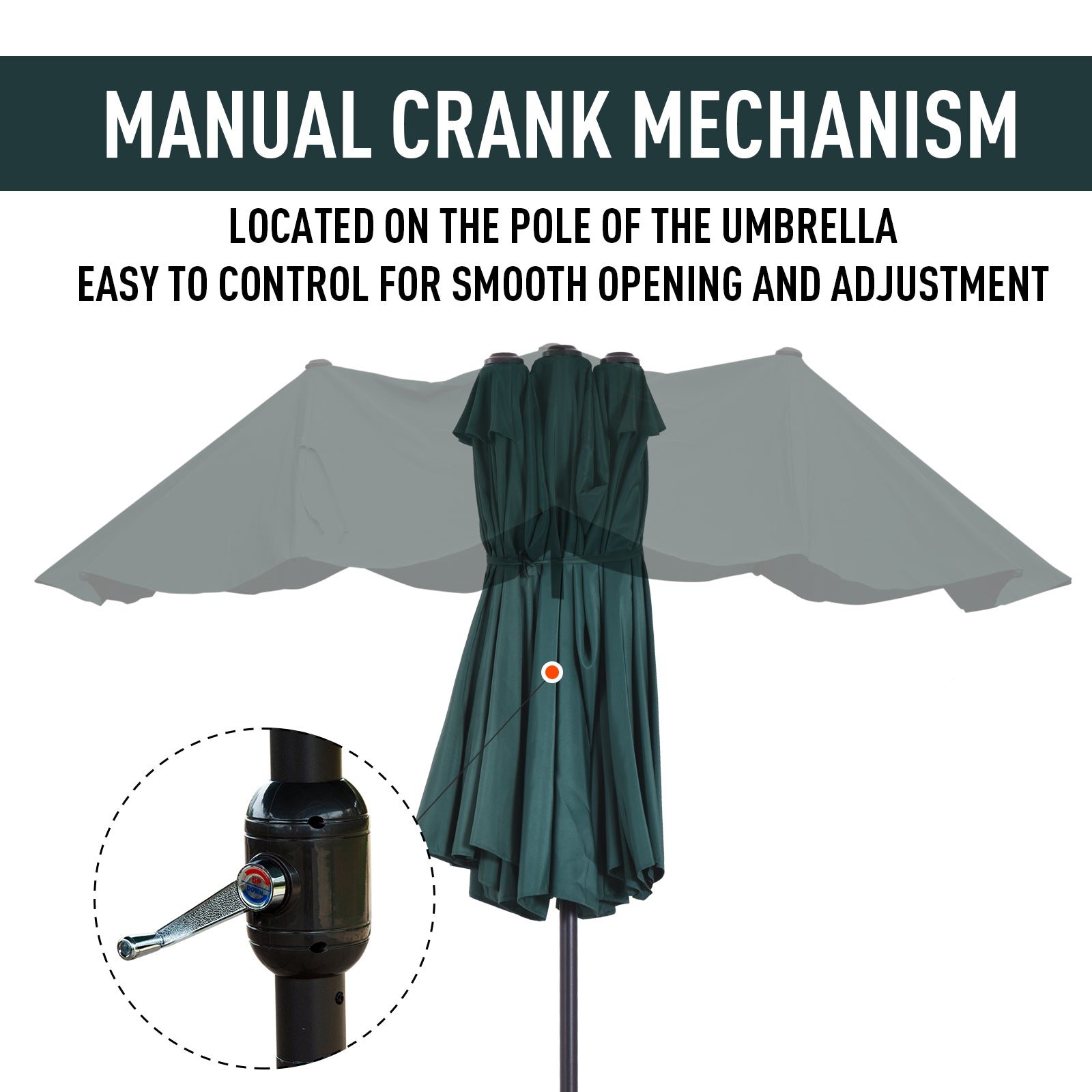 Outsunny 4.6m Double Garden Parasol - Green