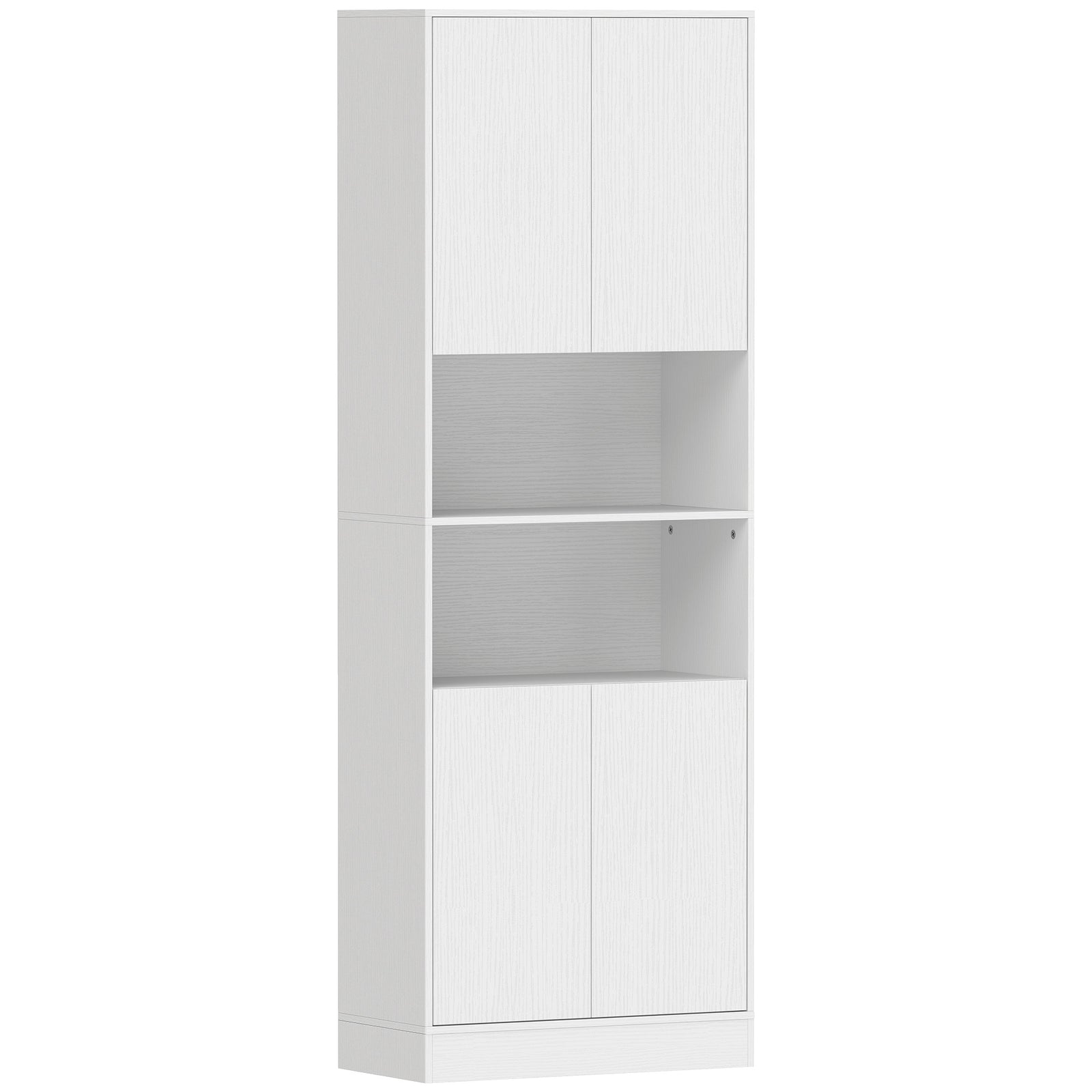 HOMCOM 170 cm Kitchen Pantry Cabinet, Freestanding Storage Cabinet with Soft-Close Hinges, White Wood Effect