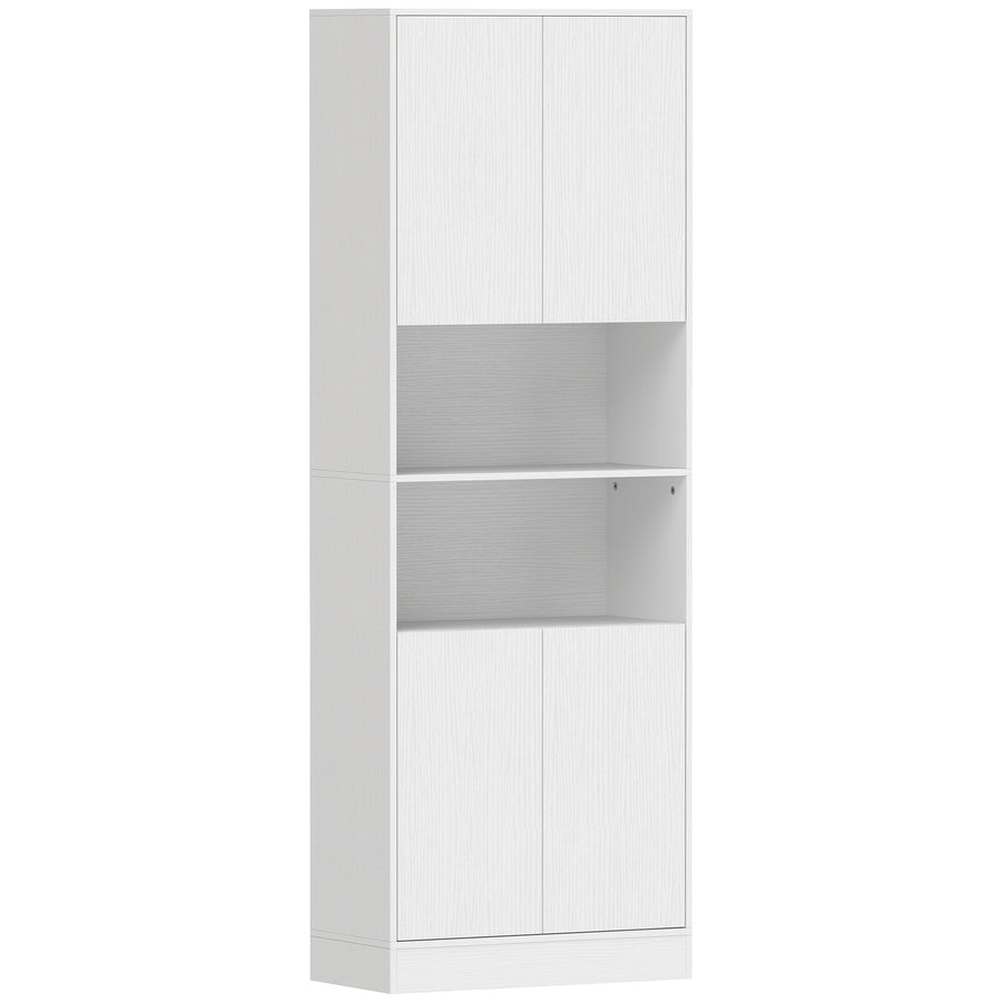 HOMCOM 170 cm Kitchen Pantry Cabinet, Freestanding Storage Cabinet with Soft-Close Hinges, White Wood Effect