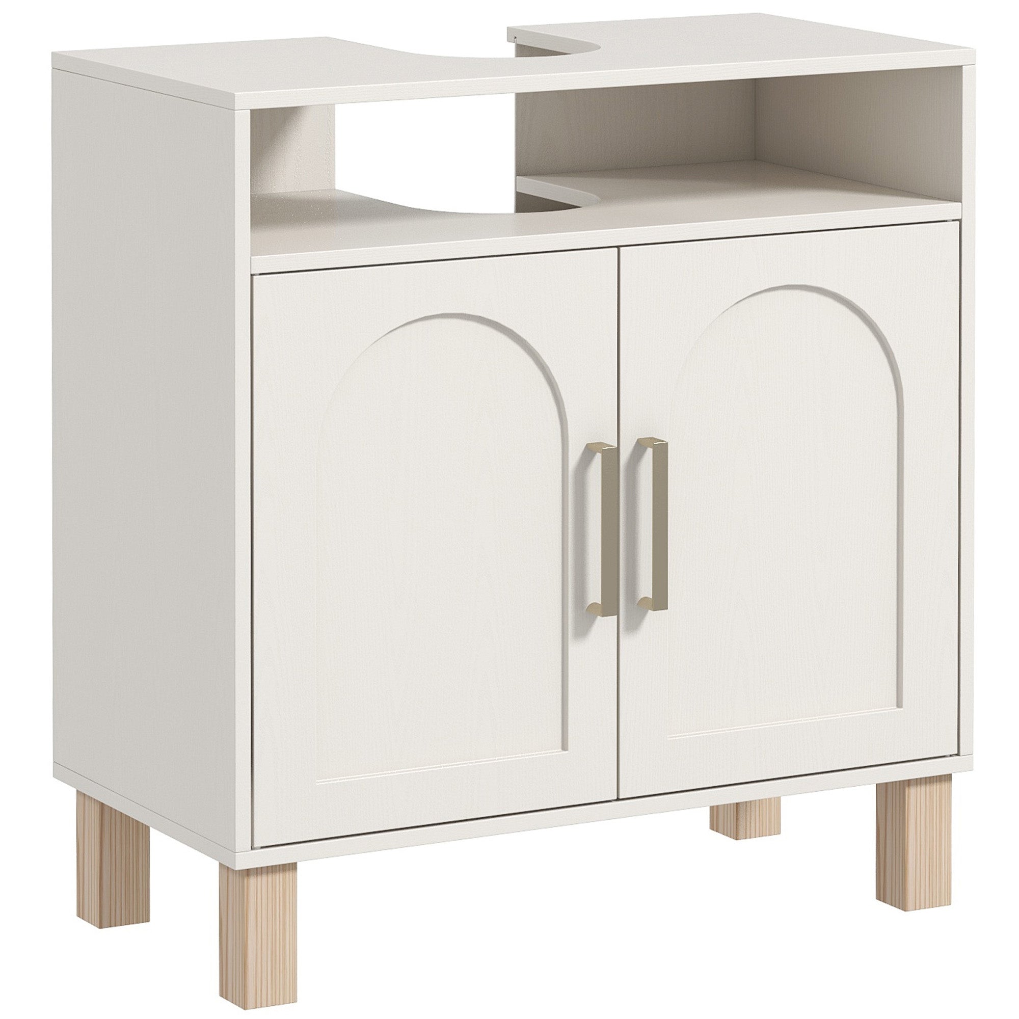 HOMCOM Under Sink Cabinet for Basin without Pedestal - Cream White