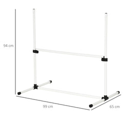 PawHut 4 Pieces Dog Agility Training Equipment, Adjustable Height Jumps Hurdle with Carrying Bag for Outdoor, White
