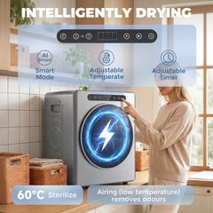 HOMCOM 5kg Compact 40-60℃  Tumble Dryer - Silver Tone