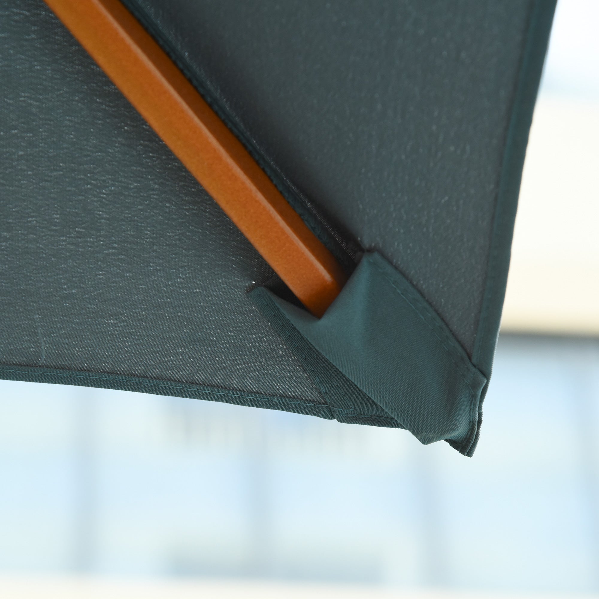 Outsunny 3 x 3 metre Patio Parasol Garden Umbrellas Sunshade Outdoor Wooden Parasol Canopy Double Tier, Dark Grey, BASE NOT INCLUDED