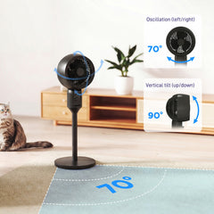 HOMCOM Air Circulator Fan Pedestal Cooling Fan with 3 Speed and Carry Handle, 9 Inch, Black