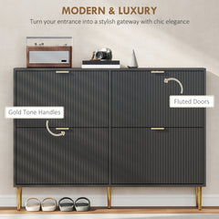 HOMCOM Elegant Four-Drawer Shoe Cabinet - Black