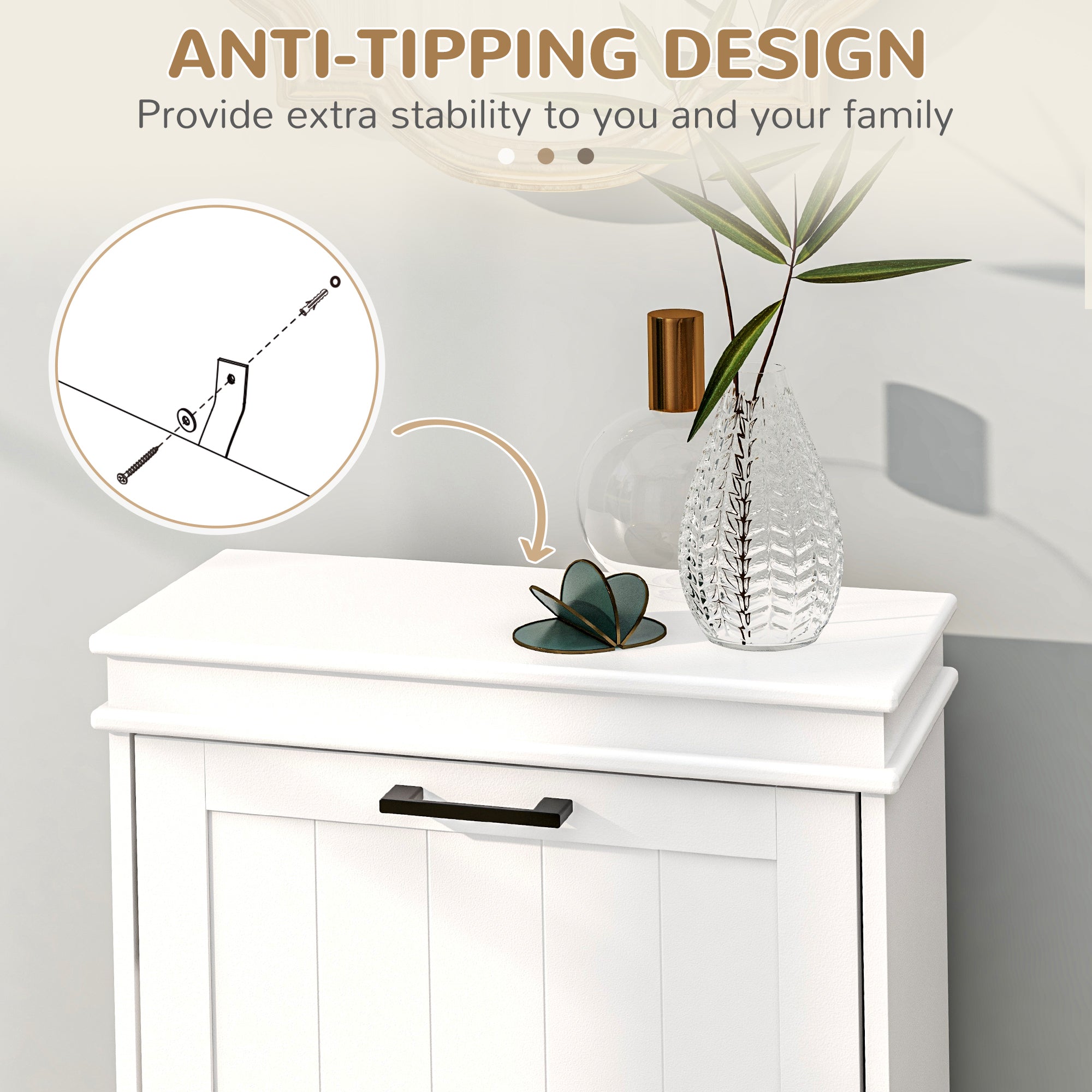 HOMCOM Two-Drawer Minimalistic Shoe Storage Cabinet, for 10 Shoes, White