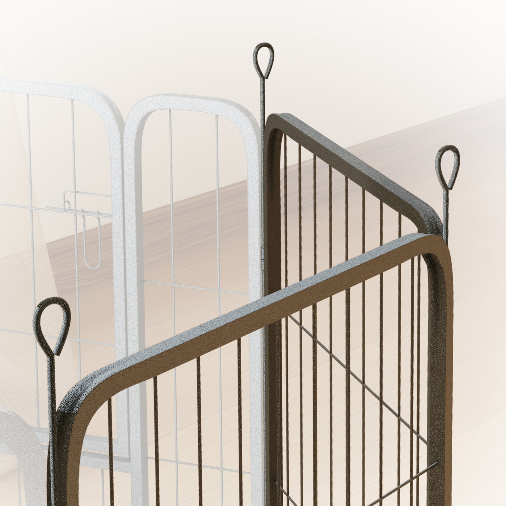 PawHut Two-Piece Dog Pen Expansion Pack for Medium Dogs, 80cm Tall Animal Pen with Three Connecting Stakes