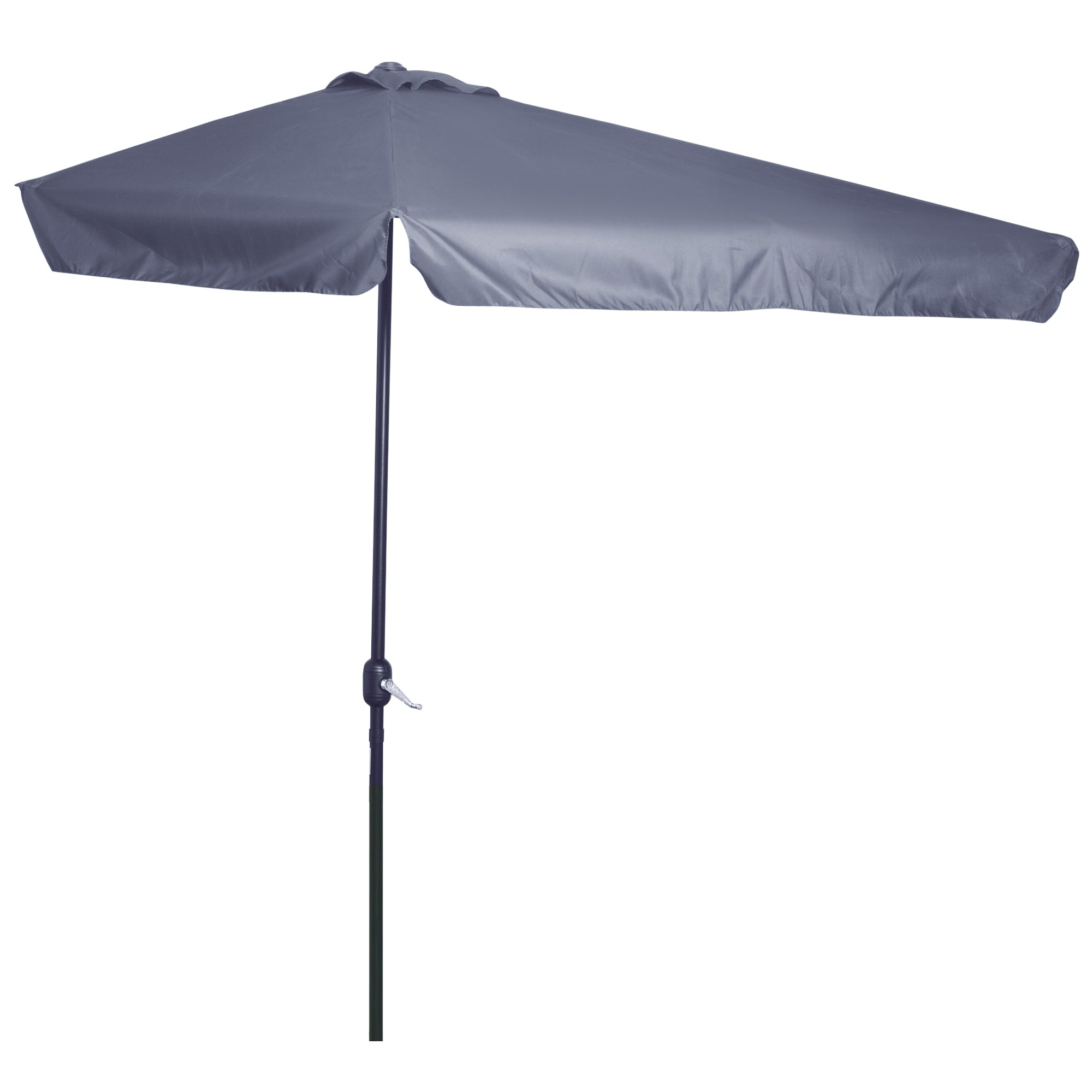 Outsunny 2.3m Half Parasol Semi Round Umbrella Patio Metal Frame Crank Handle for Balcony-- NO BASE INCLUDED, Grey