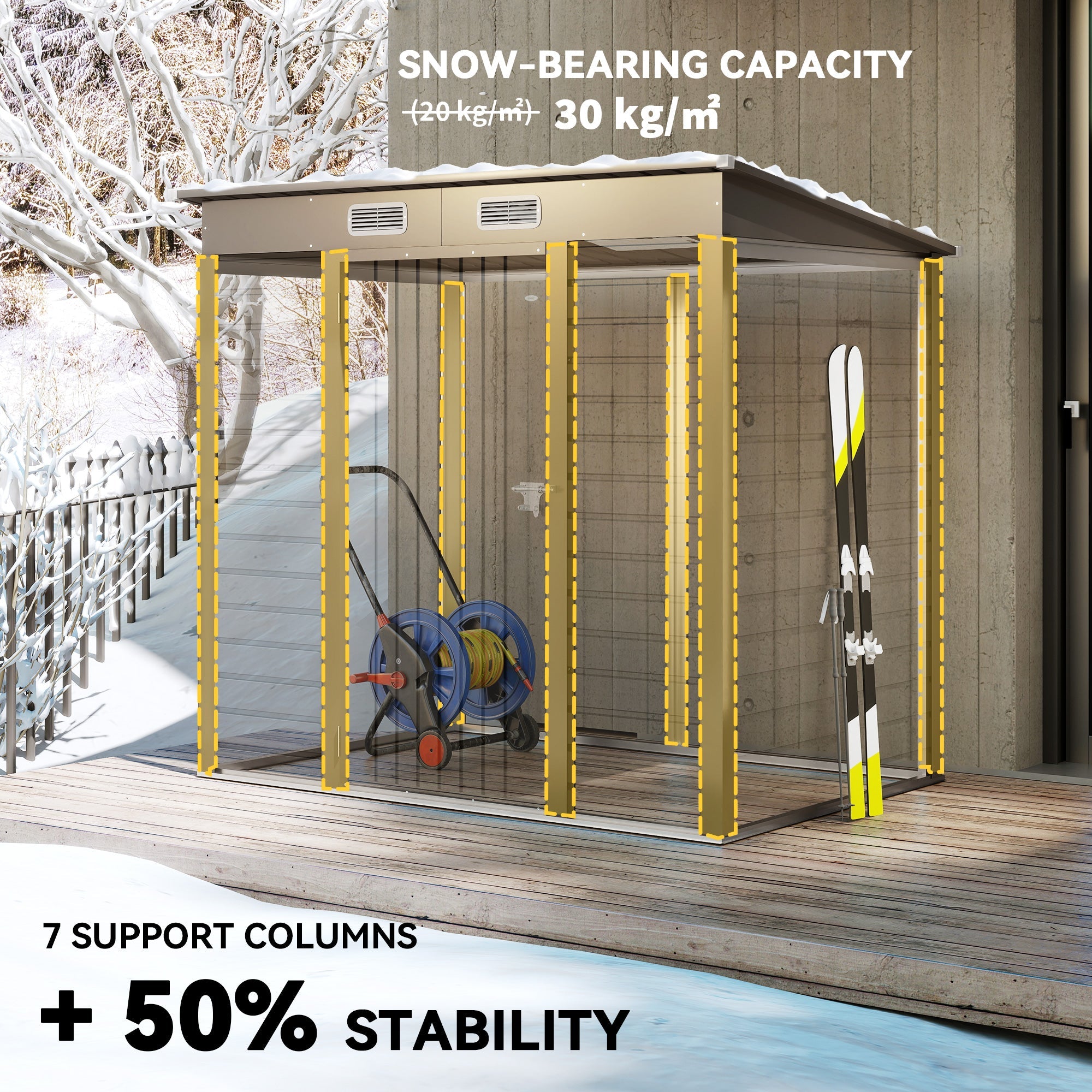 Outsunny 4 x 6ft Galvanised Metal Garden Shed, with Locking Door - Grey