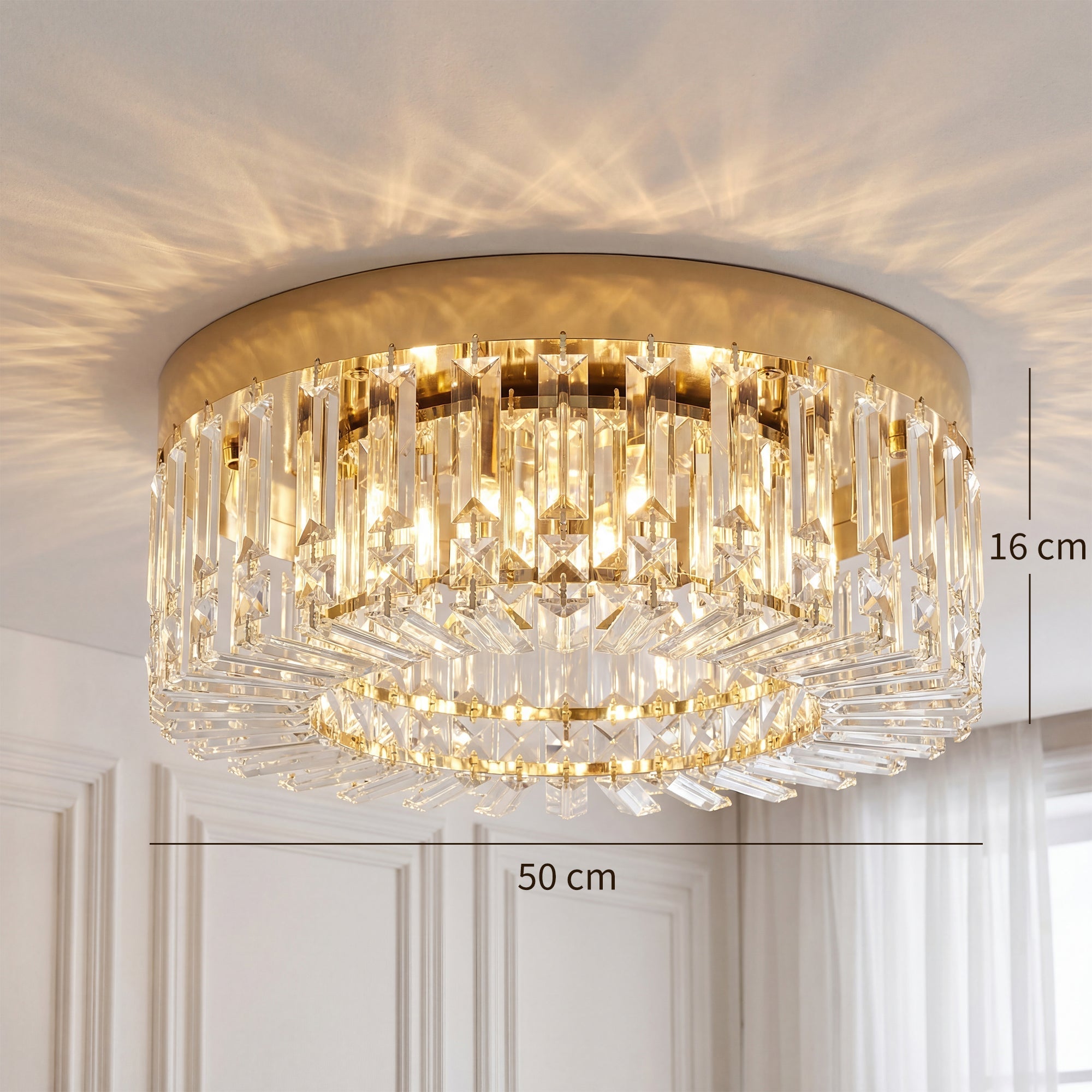 HOMCOM Crystal Chandeliers with 225 Crystal Pendants, 8-Light Ceiling Light for Living Room, Bedroom Dining Room, Gold Tone