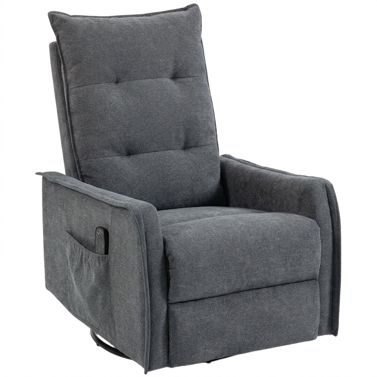 HOMCOM Recliner Armchair, Chenille Recliner Chair with Massage and Heat, 360 degrees Swivel Rocking Manual Recliner, Dark Grey