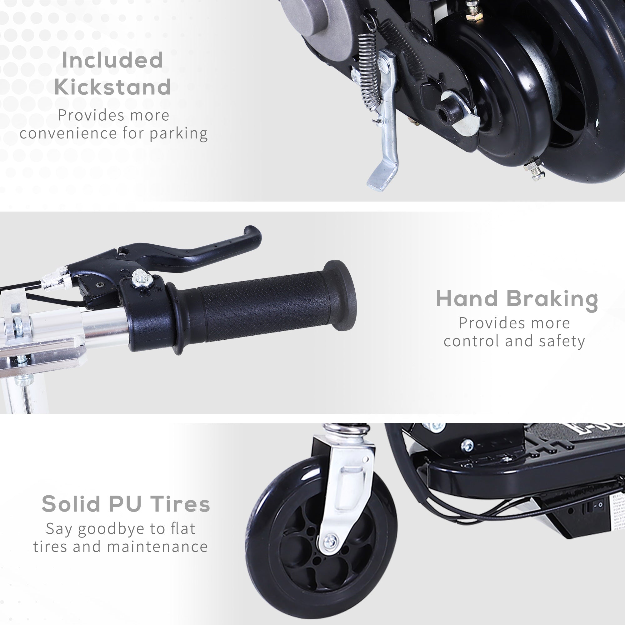 HOMCOM Powered E-Scooter Ride-On, with Brakes, Adjustable Seat, Adjustable Handlebars, Black