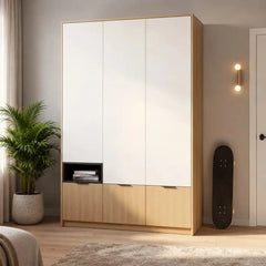 Kanu KN-03 Hinged Door Wardrobe 140cm in White