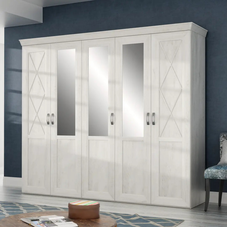 Kashmir Hinged Door Wardrobe 255cm in White
