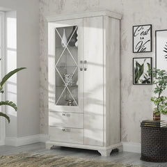 Kashmir Tall Display Cabinet 113cm in White