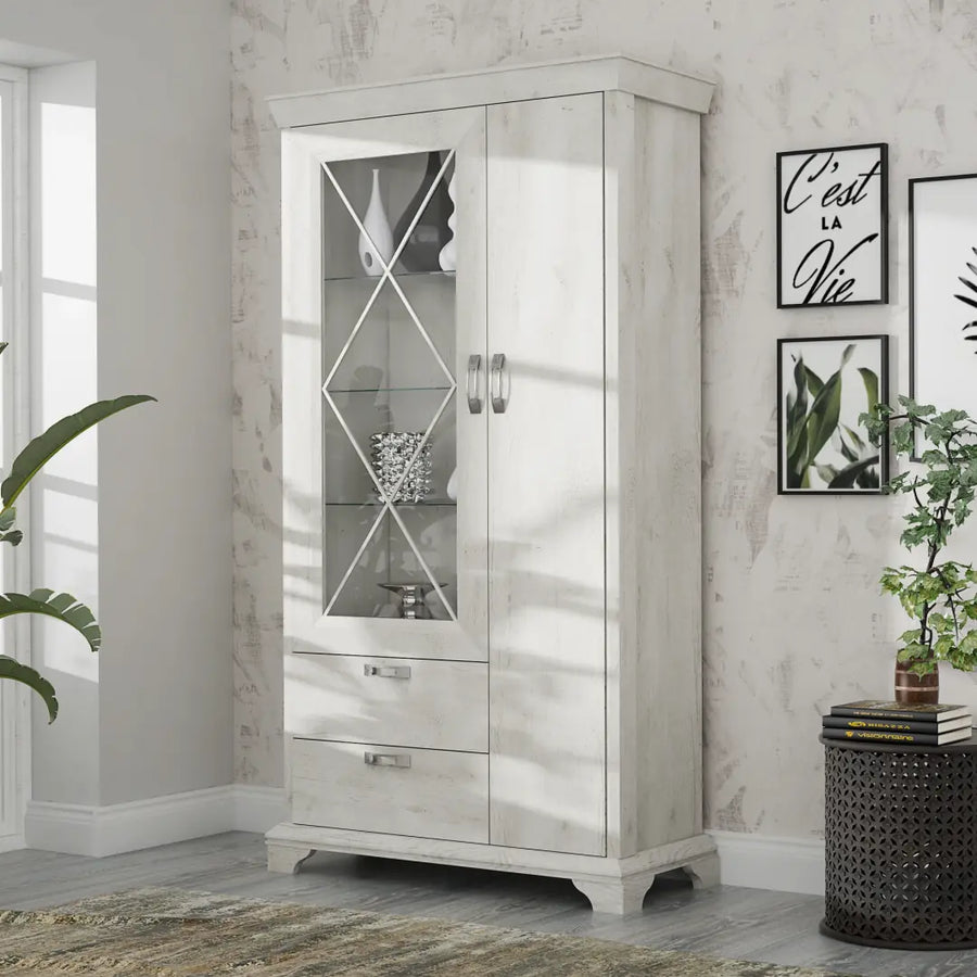 Kashmir Tall Display Cabinet 113cm in White